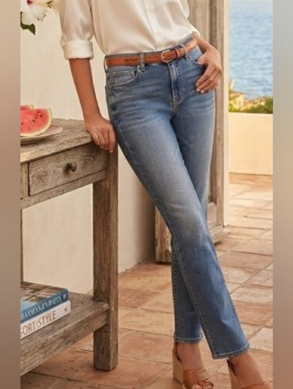 Nine West Straight Leg Jeans in Medium Blue Wash